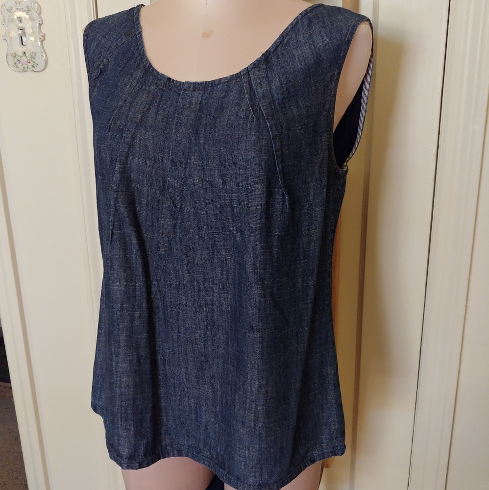 Denim Top Lundstrum Sleeveless Summer Smock Top 10 - Picture 8 of 10